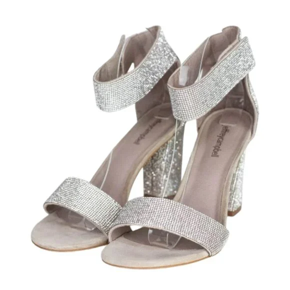 Jeffrey Campbell Kassidy Silver Rhinestone Platform Heels Women's Size 10 - Picture 1 of 9
